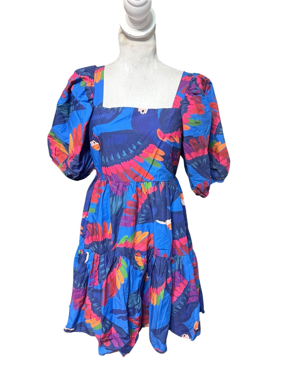 Farm Rio rainbow macaws mini dress size medium NWT - Picture 2 of 6